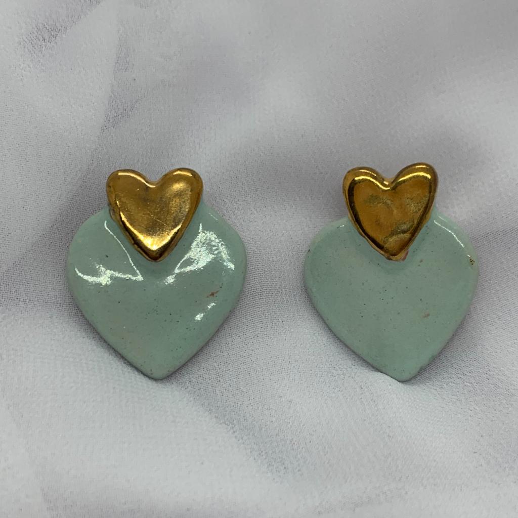 Aretes corazón mint - anama casa creativa